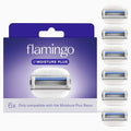 Flamingo Moisture Plus Razor Blades for Women - No Shave Gel Needed - 6 Count - Moisture Plus Razor Blade Refills