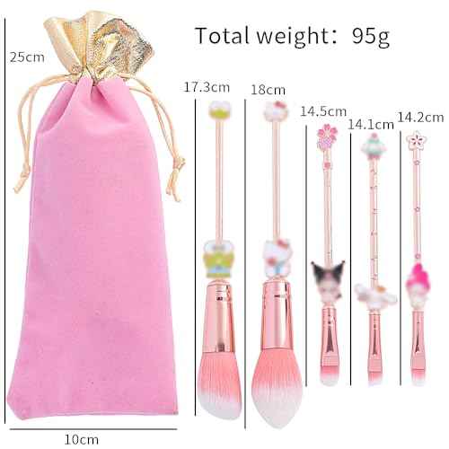 Cute Anime Makeup Brushes Set,Classical Cartoon Cosmetic Brush, Blending,Face Powder,Eyeshadow Make Up Kit, Best Gift for Girl & Young Women