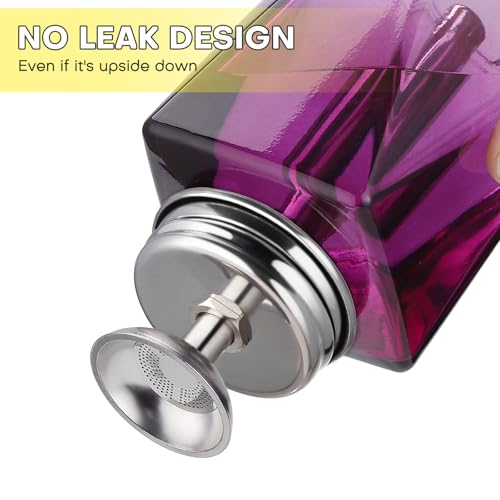 Noverlife 4Oz / 120ml Glass Acetone Pump Dispenser with Cover, Triple-Filter Clog-Free Pump Alcohol Dispenser Push Down, Refillable Nail Polish Remover Bottle, Pumping Press Makeup Remover Container