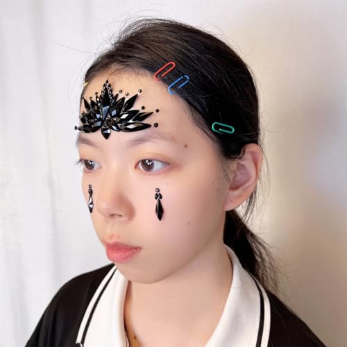 Topz Black Face Jewels Stickers - Self-Adhesive Body Gems