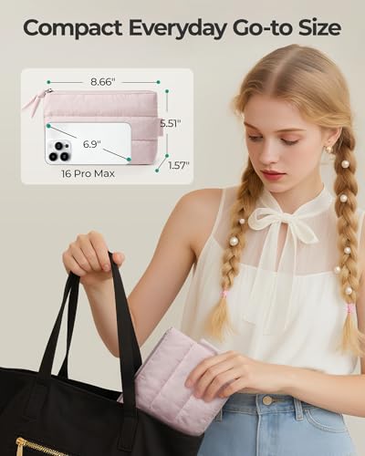BAGSMART Small Makeup Bag - Slim Water-Resistant Organizer