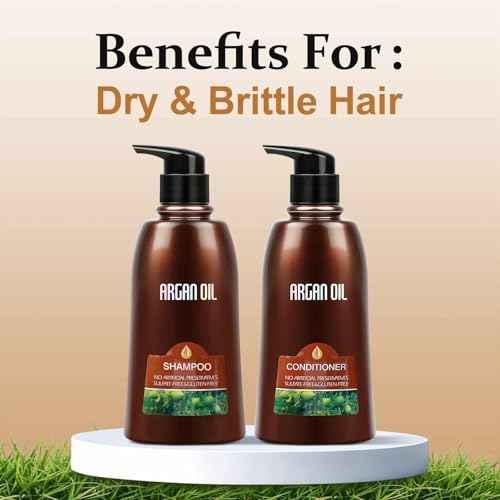 2 Pack Natural Organic Sulfate Free Moroccan Argan Oil Shampoo and Conditioner Sets - Color Safe Treatment, UV Protection, Intense Moisturizing Smooth For Dry, Damaged, Frizzy Hair