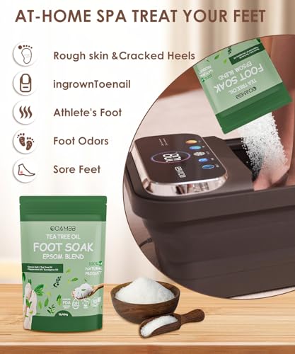 OOAMBB Collapsible Foot Spa Bath with Remote Control, Heat, Bubble, Timer - Deep Grey & Green