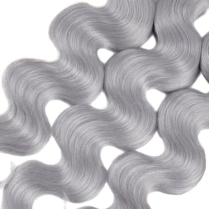 Silver Grey Body Wave Human Hair 3 Bundles 30 32 34 Inch