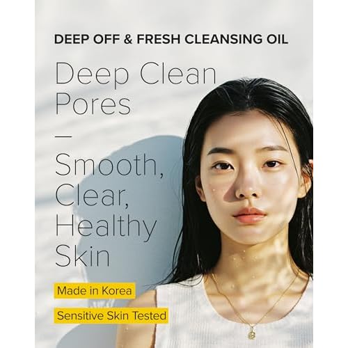 3W8L Deep Off & Fresh Cleansing Oil ? Fast emulsifying Korean pore care cleanser, gentle daily makeup & sunscreen remover with Jojoba & Centella, dissolves sebum & blackheads, hydrating fresh finish