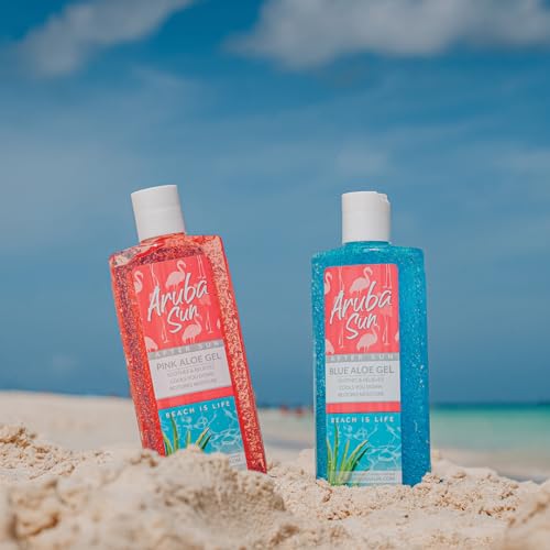 ARUBA SUN After Sun Cooling Aloe Vera Blue Gel, 8 oz, Infused with Vitamin E & Tea Tree Oil to Soothe, Calm & Hydrate your Sunburn