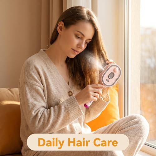 Rechargeable Electric Steam Hair Brush & Detangler - Pink