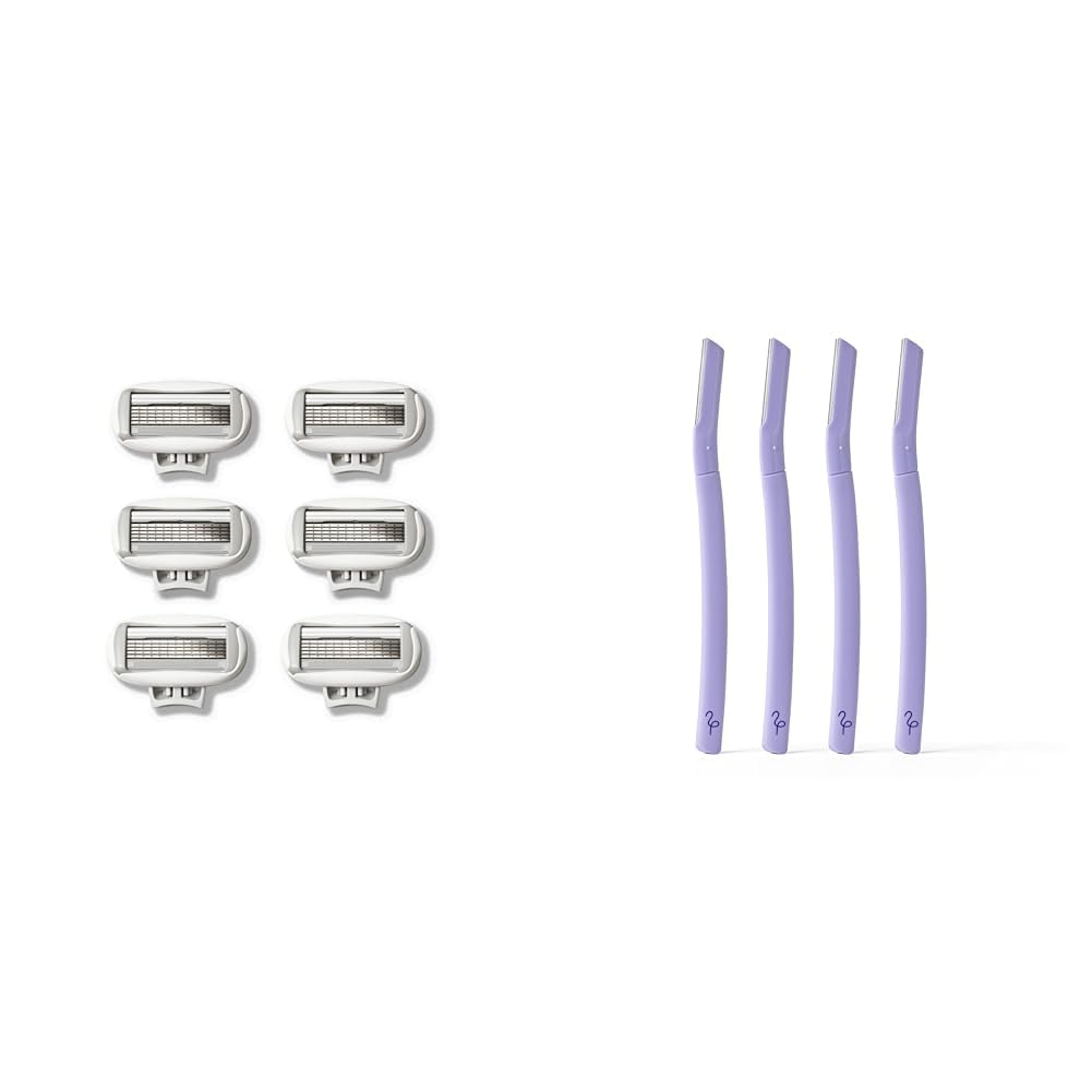 FLAMINGO Women's 5-Blade Razor Refills (6ct) & Facial Razors with Single Blade (4ct) Bundle