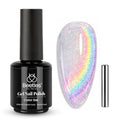 Beetles Rainbow Cat Eye Gel Nail Polish 15ml - Silver Glitter with Magnet