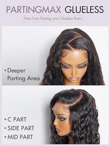 LUVME Water Wave Glueless Lace Front Wig 12 Inch, HD Transparent 7x6 Parting