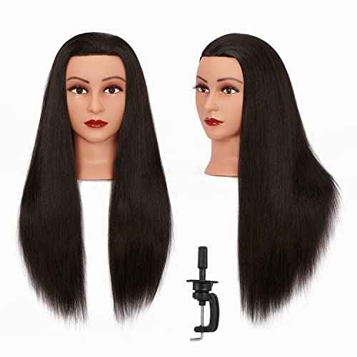 Hairginkgo Mannequin Head 26"-28" Synthetic Fiber Training Head Braiding Head Hair Styling Manikin Cosmetology Doll Head Hairdresser Training Model for Cutting Braiding Practice with Clamp 92022LB0220