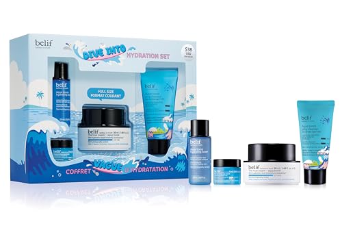 belif Aqua Bomb Dive Into Hydration Set | Korean Skin Care | Korean Moisturizer | Makeup Remover | Korean Toner | Eye Cream | Value Set | Gift Set | Aqua Bomb, Cleansing Balm, Hydrating Toner,Eye Bomb