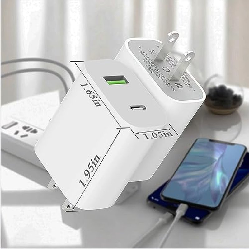 2 Pack USB-C Dual Port Wall Charger 20W Fast Charging