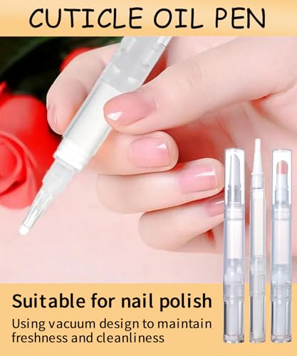 3ml Empty Cuticle Oil Pens with Brush Tip (6 Pack) - Clear Twist Applicators