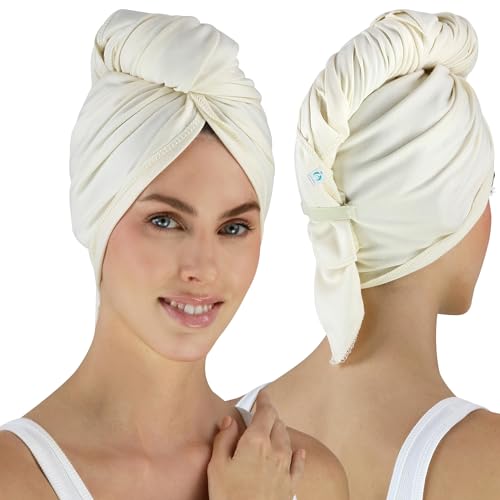 21" x 44" Natural Cotton Hair Towel - Anti-Frizz, Made in USA, Hair RePear