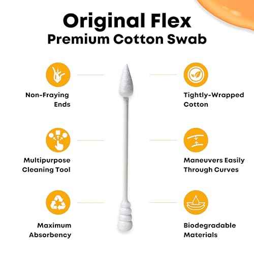 TerpTitans Original Flex ? Flexible Cotton Swabs, 400 Count ? Spiral Tip For Max Absorption and Fine Point Tips For Tight Spaces | Zero Plastic Packaging | 2-Pack