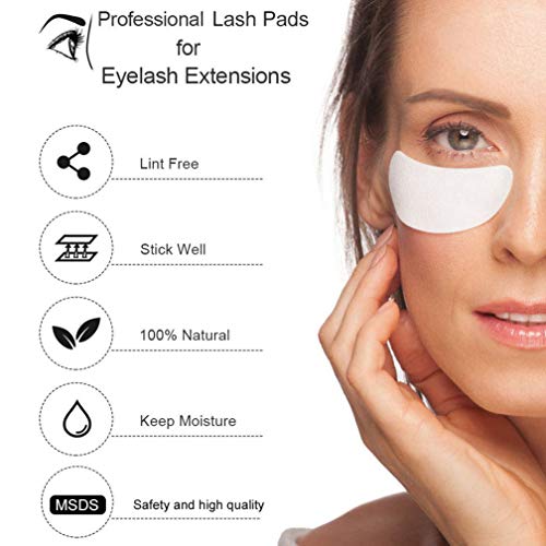 Eyelash Extension Eye Pad, 100 Pairs Under Eye Pads, Lint Free DIY False Lash Extension Beauty Makeup Hydrogel Gel Eye Patches with Transparent Cosmetic Bag