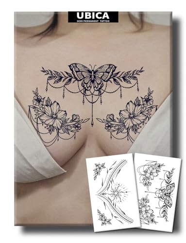 Semi-Permanent Floral Temporary Tattoos - Waterproof, 2 Pack