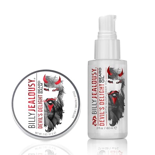 Billy Jealousy Beard Care Bundle: Devil's Delight Beard Balm (2 oz) + Hydrating Beard Oil (2 oz), Moisturizing & Strengthening, Softens Hair, Reduces Itch & Flakes