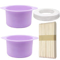 2pcs Silicone Wax Warmer Liner & 50 Pcs Waxing Sticks Body Hair & 50 Pcs Protective Collars Ring Removal Sticks Applicator Easy to Clean Non-Stick Wax Pot Silicone Bowl
