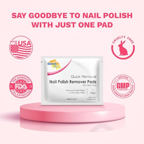 Diamond Wipes Acetone Nail Polish Remover Wipes with Aloe Vera - 50 Count