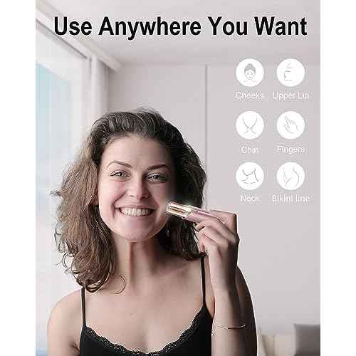 Facial Hair Removal for Women, 360¡Æ Floating 2X Powerful Painless Facial Hair Remover, Lipstick-Sized, USB Rechargeable, Face Razors Shaver for Women Upper Lip,Chin,Peach Fuzz,Mustache (Pink)