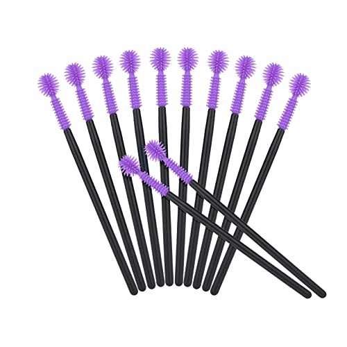 G2PLUS 50PCS Disposable Silicone Eyelash Brushes - Purple Mascara Wands