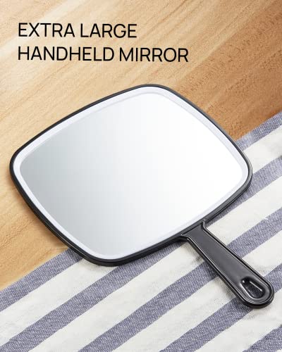 OMIRO Hand Mirror 10.3 x 7.4 Inches Black Handheld Mirror with Handle