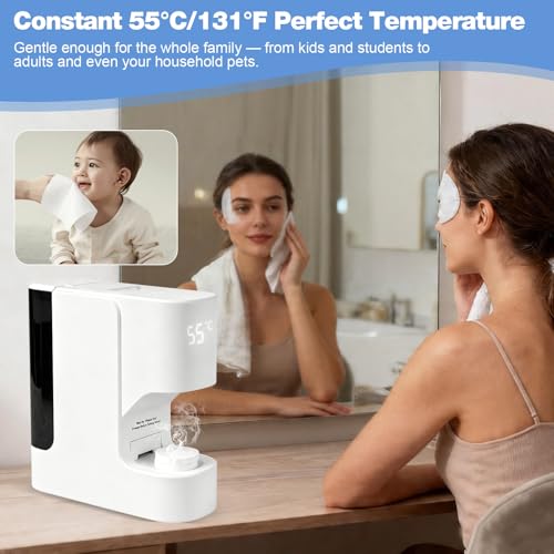 Hot Face Towel Warmer Dispenser | 55°C Skin-Safe | 5-Second Fast Heating
