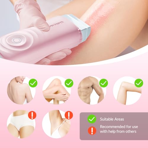 Waxfans Smart Wax Roller Kit, Roll On Wax Kit for Women & Men, Cera Para Depilar at Home Waxing Kit for Body and Legs Hair Removal, with 2 Wax Refills & 50 Wax Strips, Easy & Smooth£¨Pink)