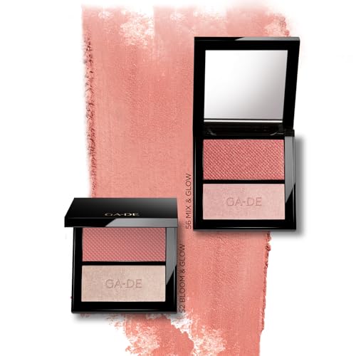 GA-DE Velveteen Blush and Shimmer Duet, 56 - Formulated with Micronized Pearls and Pigments for Sculpting Face and Décolleté - Paraben-Free - 0.26 oz