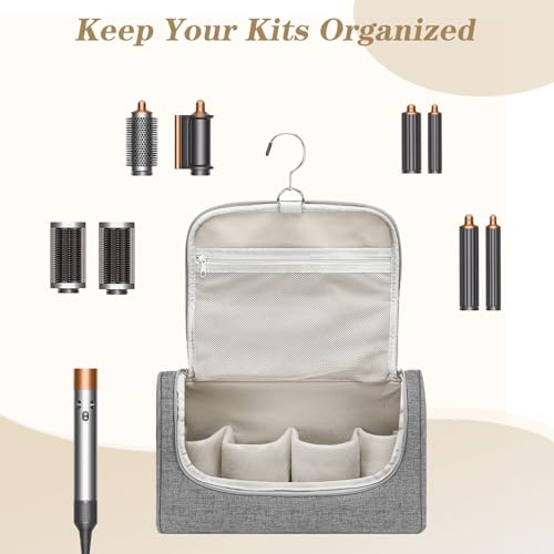 MOSISO Travel Carrying Case Bag Compatible with Dyson Airwrap Styler, Portable Storage Bag Organizer for Airwrap Styler and Attachments, Gray