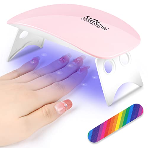 Pink URAQT Mini Gel Nail Lamp - Portable 6W UV LED Nail Dryer for All Gel Polish