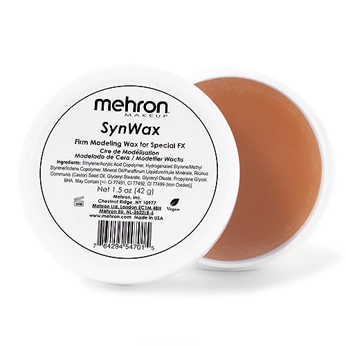 Mehron Makeup SynWax | Firm Modeling Wax for Special FX | Scar Wax SFX Makeup For Fake Scars, Fake Wounds, & Halloween Effects 1.5 oz (42 g)