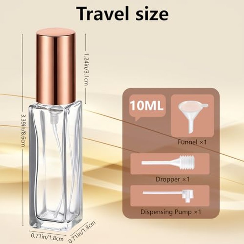 10ml Refillable Glass Perfume Atomizers - 6 Pack Travel Spray Bottles