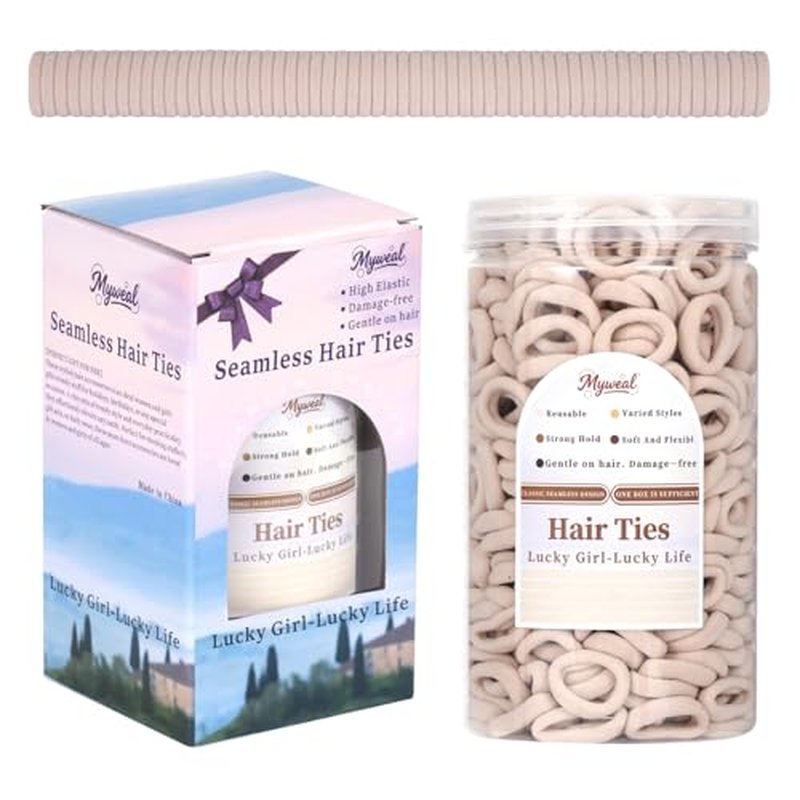 500 PCS Off-White Baby Hair Ties - No Damage Cotton Ponytail Holders