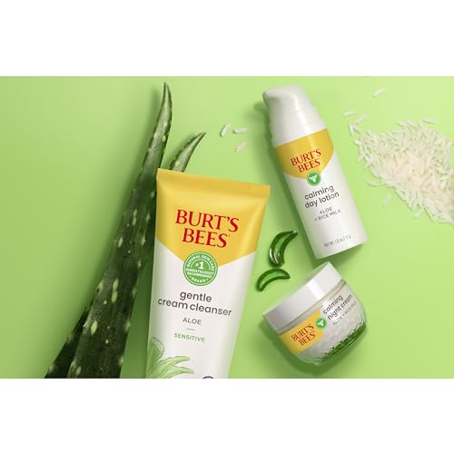 Burt¡¯s Bees Sensitive Skin Bundle, Gentle Cream Facial Cleanser with Aloe and Moisturizing Face Cream with Aloe and Rice Milk, Natural Origin Skincare, 6 oz./3 oz.