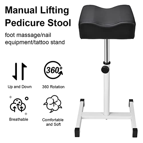 Adjustable Pedicure Footrest Stool - Black