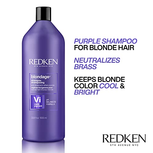 REDKEN Color Extend Blondage Color Depositing Purple Shampoo | For Blonde Hair | Neutralizes Brassy Tones In Blonde Hair | With Salicylic Acid | 33.8 Fl Oz
