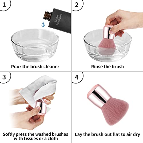 Vaincre Soft Mushroom Nail Dust Brush for Acrylic Nails & Makeup - Pink