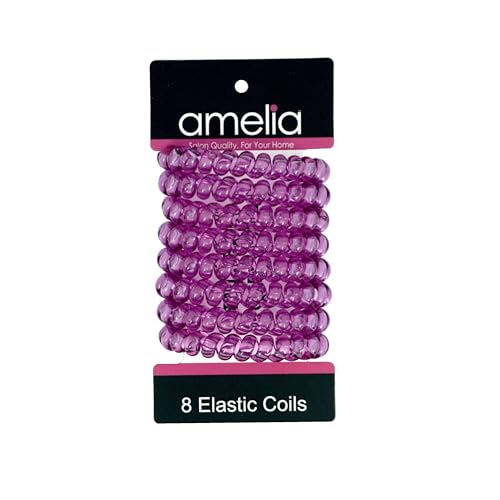 8 Large Smooth Elastic Hair Coils, 2.5in Diameter, Large Size, Gentle on Hair, Stong Hold and Minimizes Dents and Creases!… (Purple)