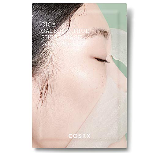 COSRX Cica Calming True Sheet Mask, 21ml/0.71 fl.oz, Centella Face Mask with Centella Asiatica, Lightweight Finish, Parabens Free, Korean Skin Care