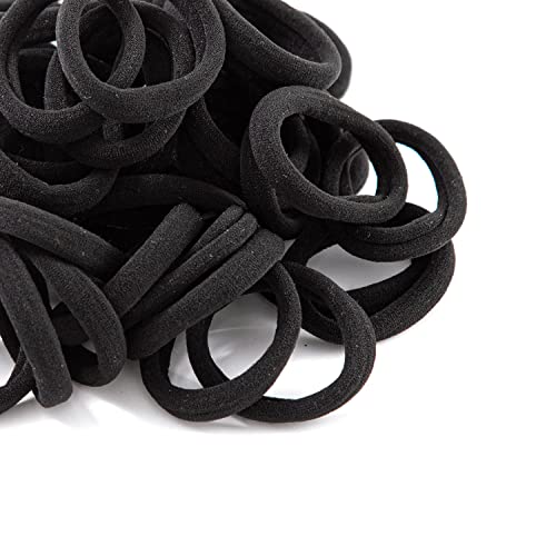 ZBORH 50PCS Black Hair Ties for Women, Seamless Hair Bands, Elastic Ponytail Holders, No Damage for Thick Hair