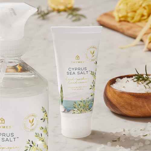 Thymes Hard-Working Hand Cream - Hand Moisturizer with Shea Butter,?? Sunflower Seed Oil & Pro-vitamin B5 - For Women & Men - Travel Size - Skin Care (Cyprus Sea Salt, 2.5 fl oz)