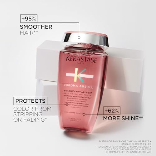 Kerastase Chroma Absolu Chroma Respect Shampoo Riche For Sensitized or Damaged Color-Treated Hair - Protects and Nourishes Medium To Thick Hair, with Lactic Acid