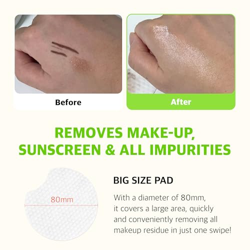 REAL VEGAN QUICK CLEANSING PAD ? Gentle Makeup Remover, Deep Pore Cleansing, Soothing & Moisturizing Formula, Hypoallergenic, Ideal for Sensitive Skin ? 50counts