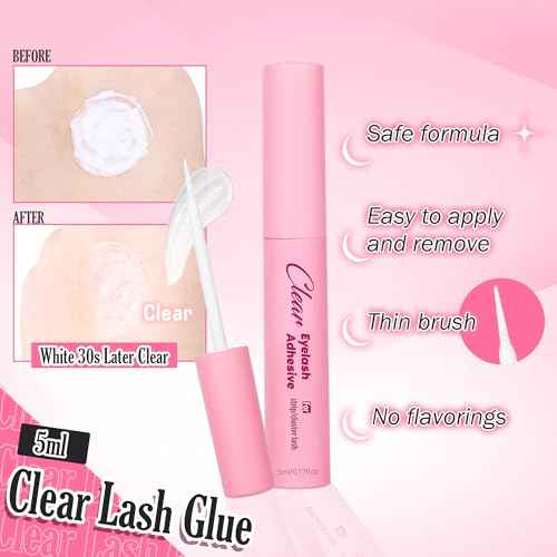 Natural Lashes Kit with Lash Glue 3D False Eyelashes Wispy 12mm Short Cat-Eye Lashes with 5ML Clear Eyelash Glue 9 Pairs Fake Eyelashes with Glue by TOOCHUNAG