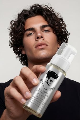 Avenue Man Volume Lift Styling Mousse - Extreme Hold Hair Foam with Argan Oil & Silk Protein - 5.07 oz