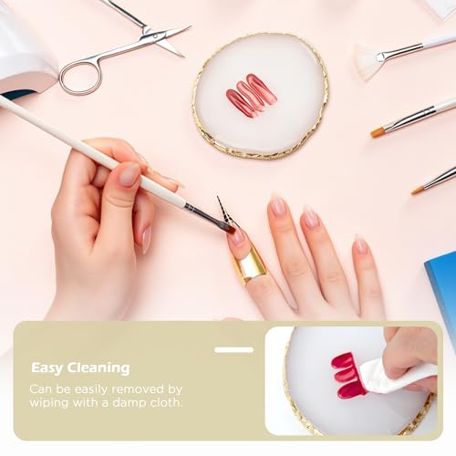 Resin Nail Art Palette with Gold Edge – Polish Mixing & Display