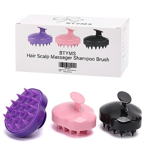 BTYMS Hair Scalp Scrubber Shampoo Brush with Dispenser, Silicone Head Scrubber Scalp Massager Hair Washing Brush Exfoliating Brush for Dandruff Removal